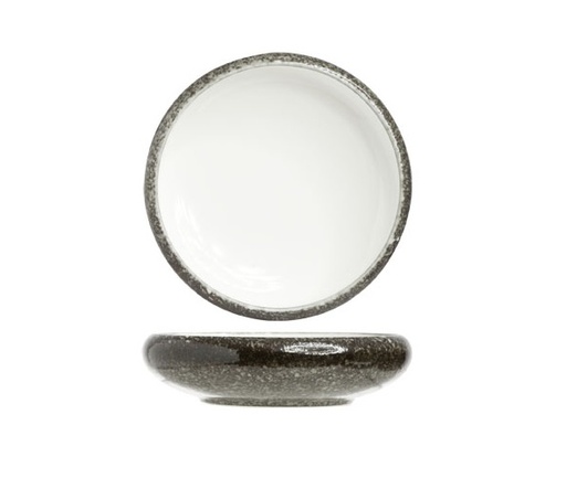 [21568] Serveringsskål, Ø16x4,5cm, stentøj, mørk/hvid, SEA PEAR, (3 stk.)