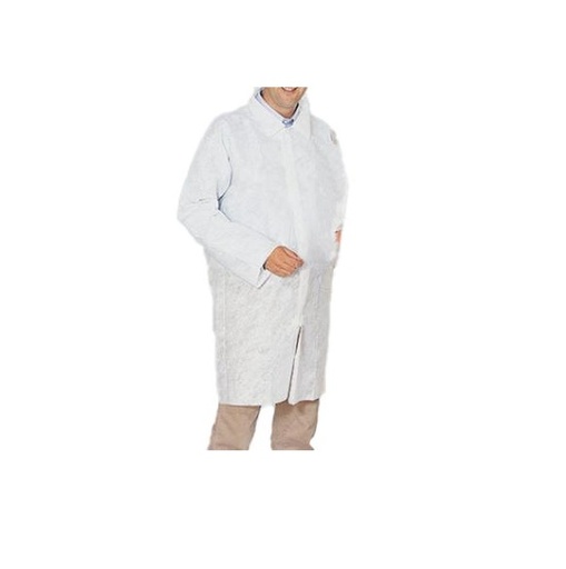 [21707] Hvid kittel, engangs, non-Woven, med velcrolukning, str XL, (50 stk.)