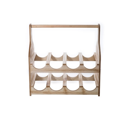 [22125] Vinreol t/ 8 flasker, med hank, træ, 39,5x20x40cm, (1 stk.)