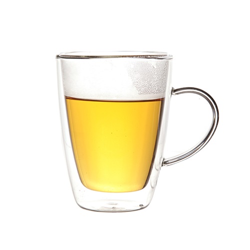 [22152] Teglas med hank, 250ml, Ø8,5x11cm, dobbelvægget, glas, (2 stk.)
