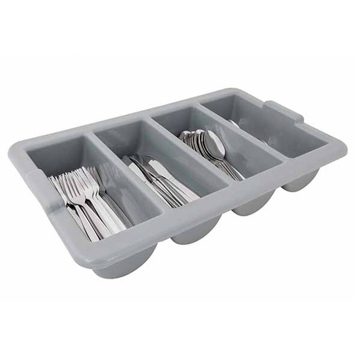 [22217] Bestikbakke med 200stk. bestik, grå, plastik/rustfri stål, (1 sæt)