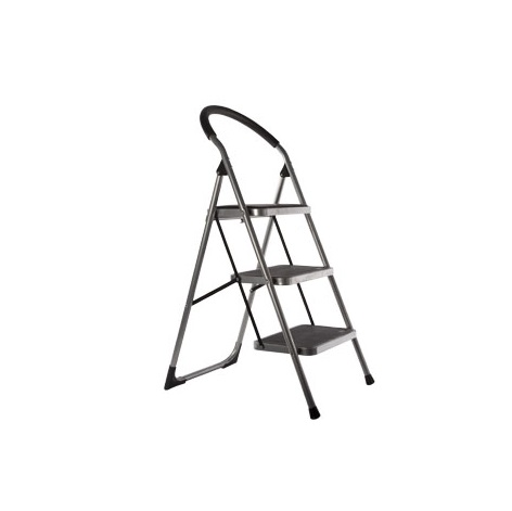 [22652] 3-trins trappestige, sort/sølv, metal, H104cm, (1 stk.)