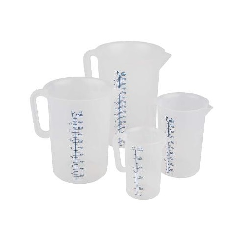 [23382] Målekande med hank, 5 liter, Ø20,5x2,75cm, Polypropylen, målebæger, (1 stk.)