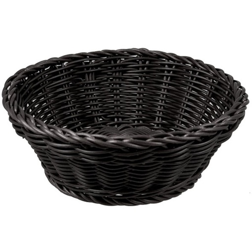 [27493] Brødkurv, Ø20x8cm, plastik, rund, sort, flet, CT PROF, (1 stk.)