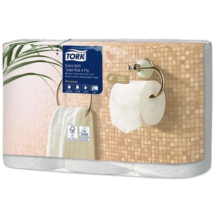 [27858] Toiletpapir, ekstra blød, 4-lag,18,8m, Premium, T4, 110406, Tork, (42 ruller)