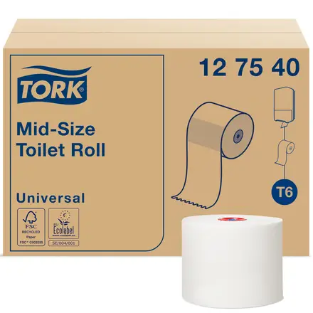 [30488] Toiletpapir, Mid-Size, 135m, 1-lag, Universal, T6, 127540, Tork, (27 stk.)