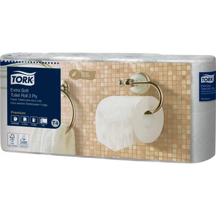 [27867] Toiletpapir, ekstra blød, 3-lags, 19,1m, Premium, hvid, T4, 110319, Tork, (56 ruller) 