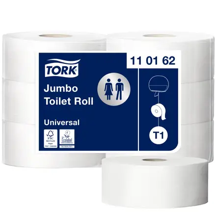 [30560] Toiletpapir, Jumbo, 1-Lag, 500m, Mønsteret, Universal, T1, 110162, Tork, (6 Stk.)