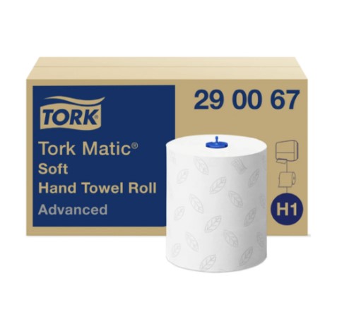 [27889] Håndklædeark på rulle, 150m, 2-lags, blød, Advanced, H1, 290067, Tork, Matic, (6 stk.)