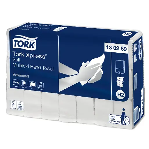 [27897] Håndklædeark, xpress, blød, Multifold,  24Cm, Advanced, H2, 130289, Tork, (3780 Stk.)