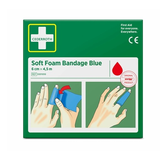 [28040] Bandage, Blød, Skum, Blå, 6cm x 4,5m, 51011010, Cederroth, (1 stk.)
