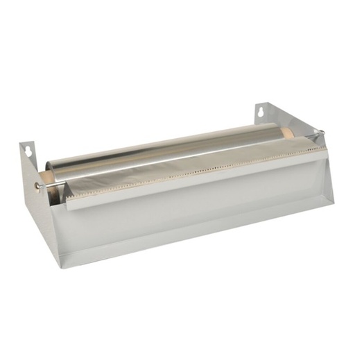 [28430] Husholdningsfilm dispenser, 30x16x8cm, sølv, stål, m/savklinge, (1 stk.)