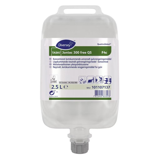 [30099] Gulvrengøringsmiddel i QuattroSelect, (parfumefri), TASKI Jontec 300 free QS F4c, 2.5L, (1 stk.)