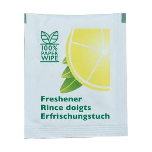 [32119] Vådserviet, m/citronduft, 50x60x2mm, 100% papir, enkeltpakket, (1000 stk.)
