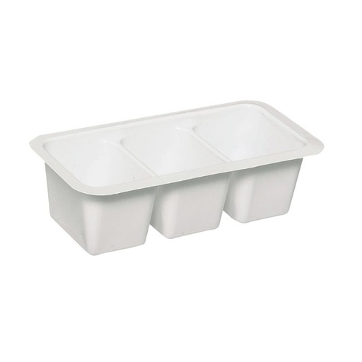[32163] Dressingbæger, 75 ml, 10x5x2,5cm, hvid, PS, 3-rums, (2000 stk.)