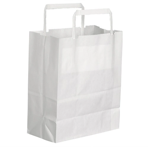 [32165] Bærepose, m. hank, 4,3 L, 18x10,5x23 cm, 70 gsm, hvid, papir, (500 stk.)