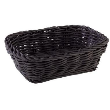 [10464] Brødkurv, 19x13x6cm, rektangulær, kraftig flet, pp, sort, (1 stk.)