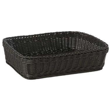 [10496] Brødkurv, 40x30x10cm, rektangulær, kraftig flet, pp, sort, (1 stk.)