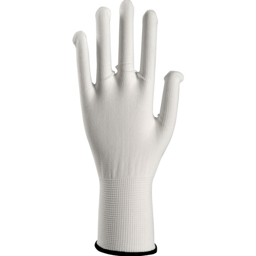[34688] Tekstil handske, Hvid, polyester, uden plastdotter, fødevaregodkendte, Størrelse 6, (12 par, 24 stk.)