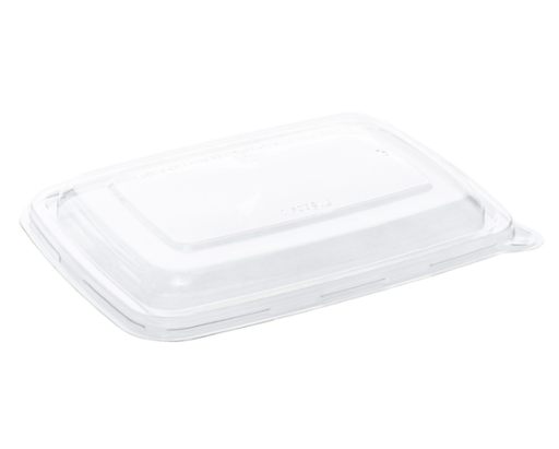 [10205] Låg til bagasse-bakke, 23,2x17,2x2,2cm, klar, RPET, firkantet, tilhørende 10204 og 10698 (300 stk.)