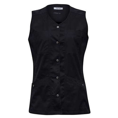 Damevest, sort, 65/35% rPES/CO, Kentaur, fra XS til 2XL (1 stk.)