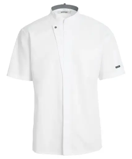 Kokke-/servicejakke, korte ærmer, hvid, 65/35% rPES/CO, Kentaur, fra 2XS til 2XL (1 stk.)