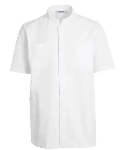 Kortærmet unisex kittel, hvid, 50/50% CO/PES, Kentaur, fra 2XS til 2XL (1 stk.)