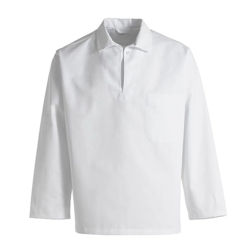 Unisex busseronne, hvid, 65/35% PES/CO, Kentaur, fra XS til 2XL (1 stk.)