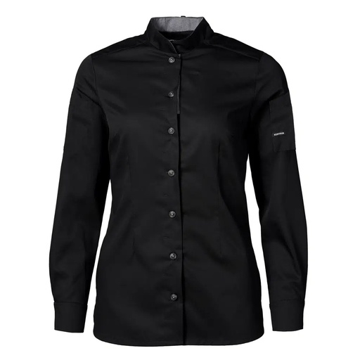 Dame kokke-/serviceskjorte l/a, sort, 65/35% rPES/CO, Kentaur, fra XS til 2XL (1 stk.)