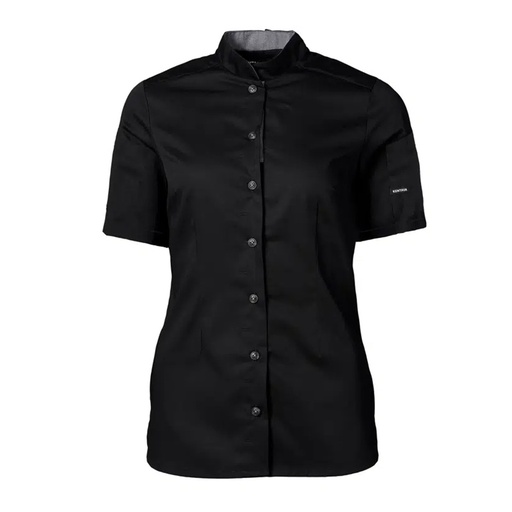 Dame kokke-/serviceskjorte, sort, 65/35% rPES/CO, Kentaur, fra XS til 2XL (1 stk.)