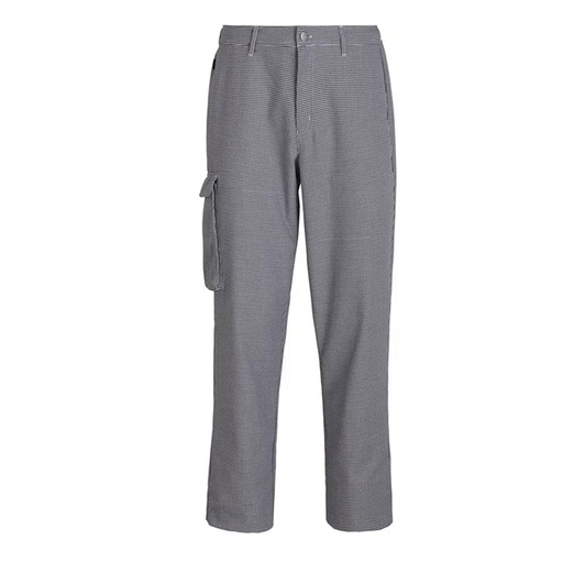 Unisex buks m/lårlomme, sort/hvid, 65/35% PES/CO, Kentaur, fra XS til 2XL (1 stk.)