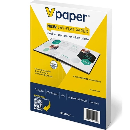 [38439] Kopipair 120g, A4 V-papir med falset margin, Peleman, (250 ark)