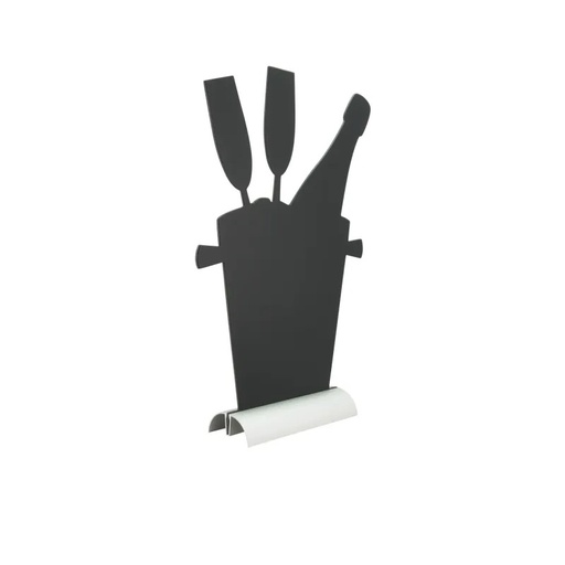 [38518] CHAMPAGNE bordskilt med alufod, Securit Silhouette, (1 stk.)