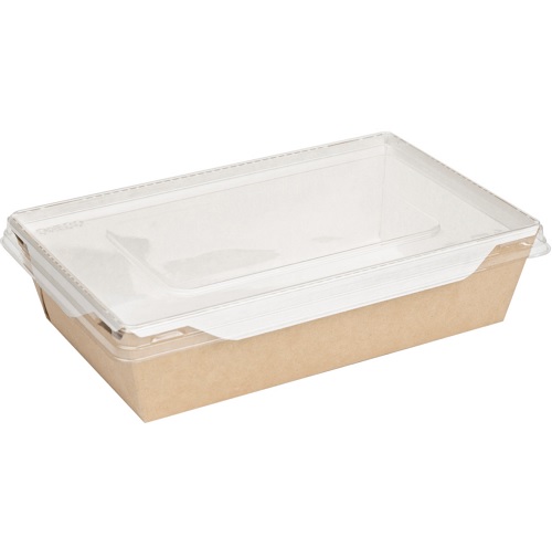 [10191] Salatboks, 18,6x10,6x5,5cm, kraft/cellulose, m. PET låg, 800 ml, (200 stk.)