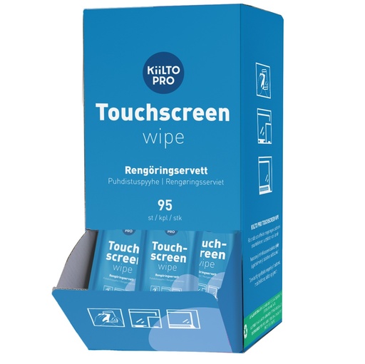 [39078] Renseservietter til touchskærm, Kiilto Pro Touchscreen Wipes, (1 pakke á 95 wipes)