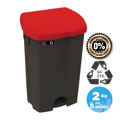 [39227] Pedalspand, 50 liter, Nordic Recycle, sort/rød, (1 stk.)