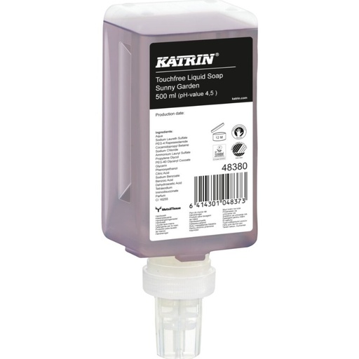 [39298] Håndsæbe, Katrin, 500 ml, Sunny Garden, med farve og parfume, flydende, 48380, (12 stk.)