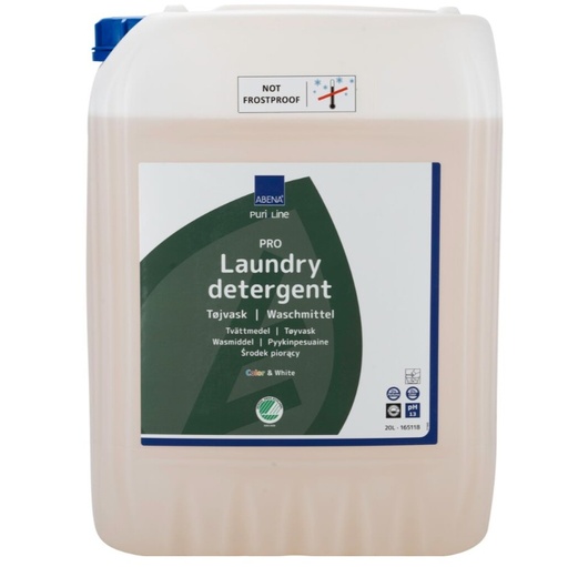 [39299] Flydende vaskemiddel, ABENA Puri-Line, 20L, PRO, kulørt og hvidt, uden farve og parfume, (1 stk.)