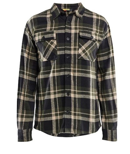 Flannelskjorte, ternet, Skovgrøn/sort, Blåkläder, (1 stk.)