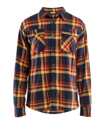 Flannelskjorte, ternet, Brændt rød/Mørk marineblå, Blåkläder, (1 stk.)