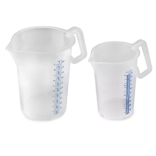 [40245] Målebæger med lukket håndtag, 3000 ml, blå skala ltr/ml, Thermohauser, (1 stk.) 