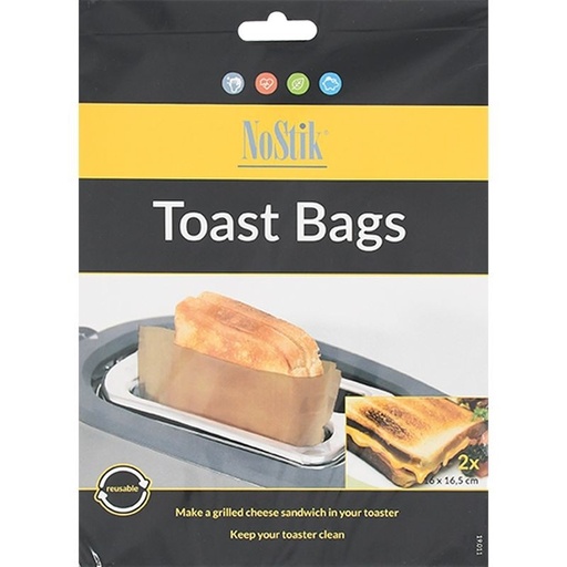 [40848] Genanvendelig toastlomme, brun, 16x16,5cm, NoStik, (2 stk.)