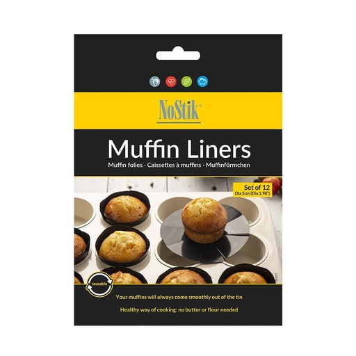 [40856] Non-stick muffinforme, genanvendelig, 5,5x5,5cm, NoStik, (12 stk.)