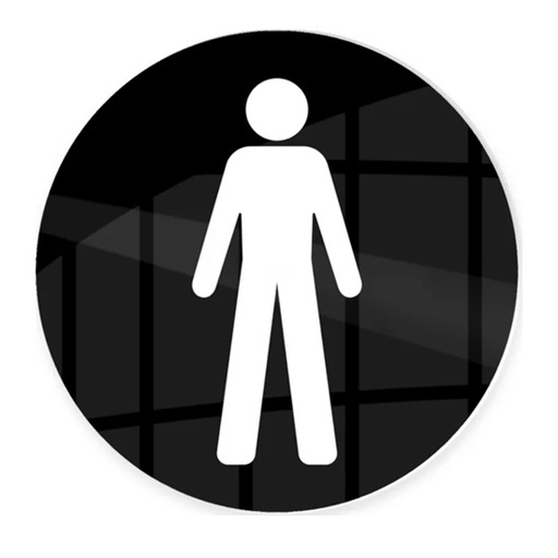 Rundt toiletskilt, herretoilet, Ø10 cm, Securit, flere farver, (1 stk.)