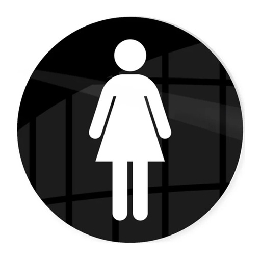 Toiletskilt, dametoilet, Ø10cm, aluminium, Securit, flere farver, (1 stk.)