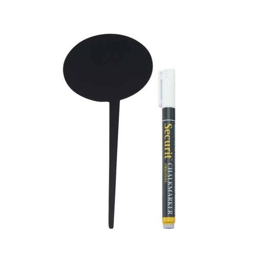 Spydskilte til kridttuscher, Securit silhuet, sort, PP, inkl. kridtmarker, flere motiver, (5 stk.)
