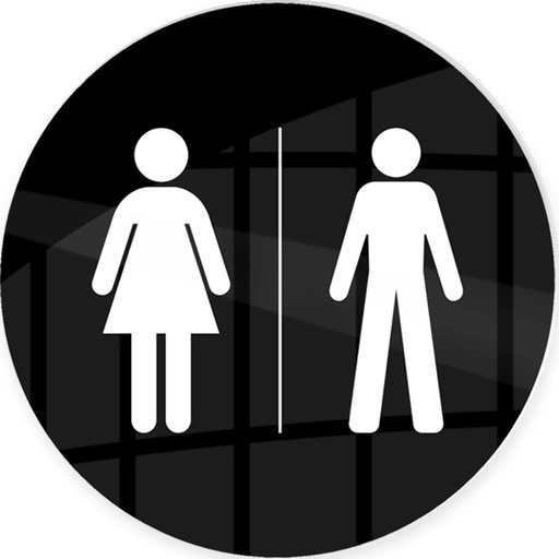 Toiletskilt, dame & herre, Ø10 cm, aluminium, Securit, flere farver, (1 stk.)