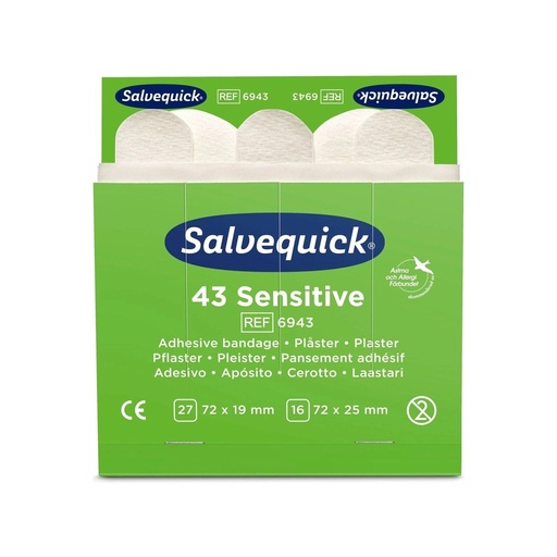 [41474] Non-Woven plaster, Salvequick Sensitive, Cederroth 6943, (6x43 stk)