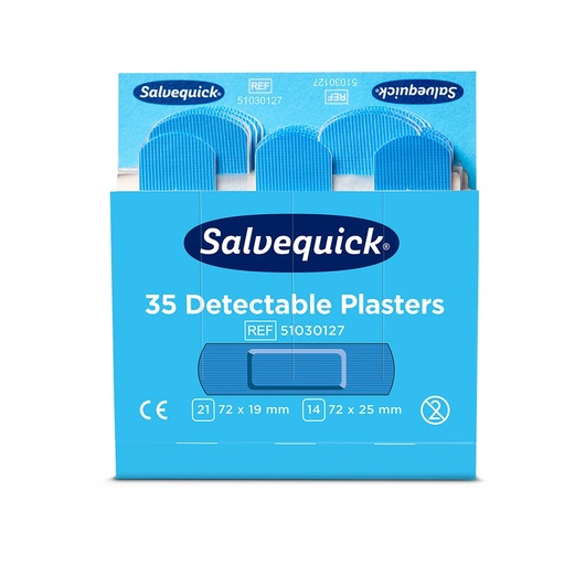 [41477] Sporbare plastre, blå, Salvequick, Cederroth 51030127, (6x35 stk.)