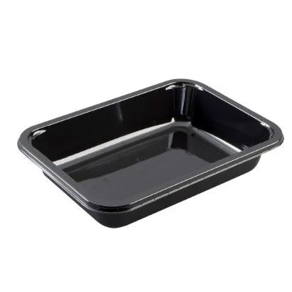 [11117] Bakke, 18,7x13,7x3,6cm, 620 ml, sort, CPET, 1-rums, (567 stk.)